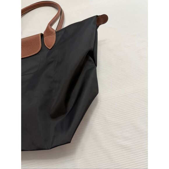 LONGCHAMP Le Pliage Large Foldable Nylon Shoulder Tote Black/Brown - Picture 9 of 15